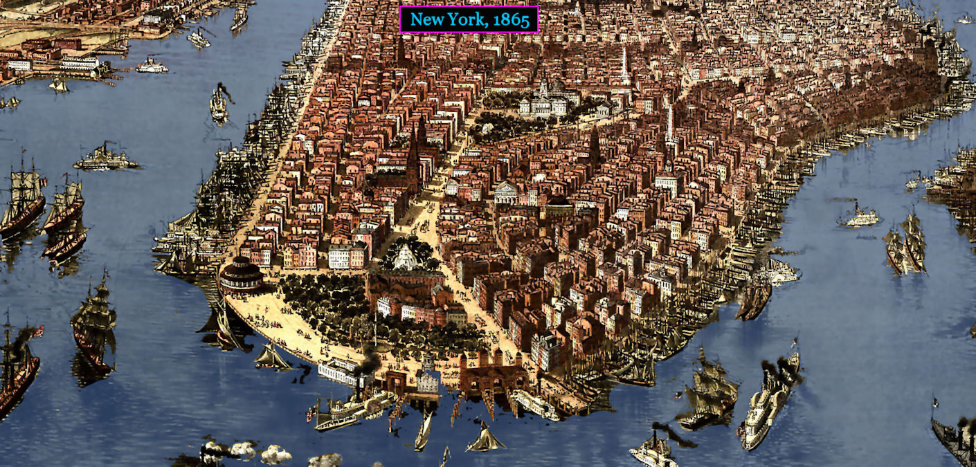 New York, 1865 aerial view